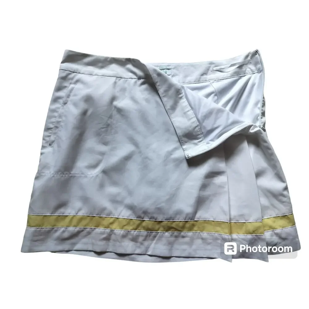 Izod XFG Women's Cool FX White Yelow‎ Golf Skirt Skort Pleated Size 12
